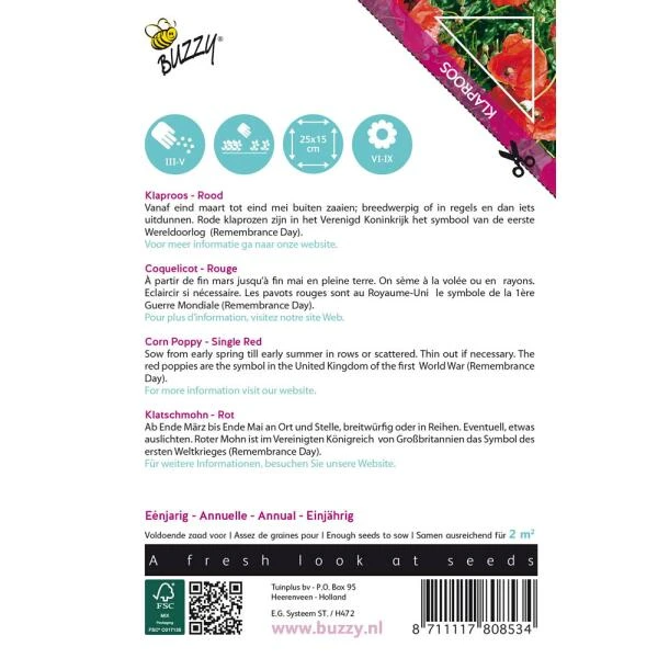 Klaproos Corn Poppy - Papaver Rhoeas 4 Klaproos Corn Poppy - Papaver Rhoeas - Afbeelding 2