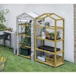 Vegtrug Kweekkas Met Houten Frame - 4 Rekken -Zaden Voor Tuin kweekkas vegtrug 4 rekken 1625039832 4 600